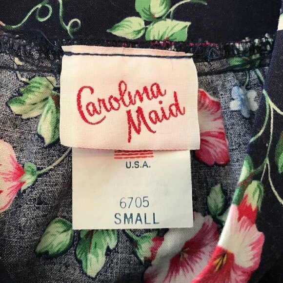 Vintage Carolina Maid House Dress S Cottagecore MuuMuu Maxi Long Blue Floral - Picture 7 of 9